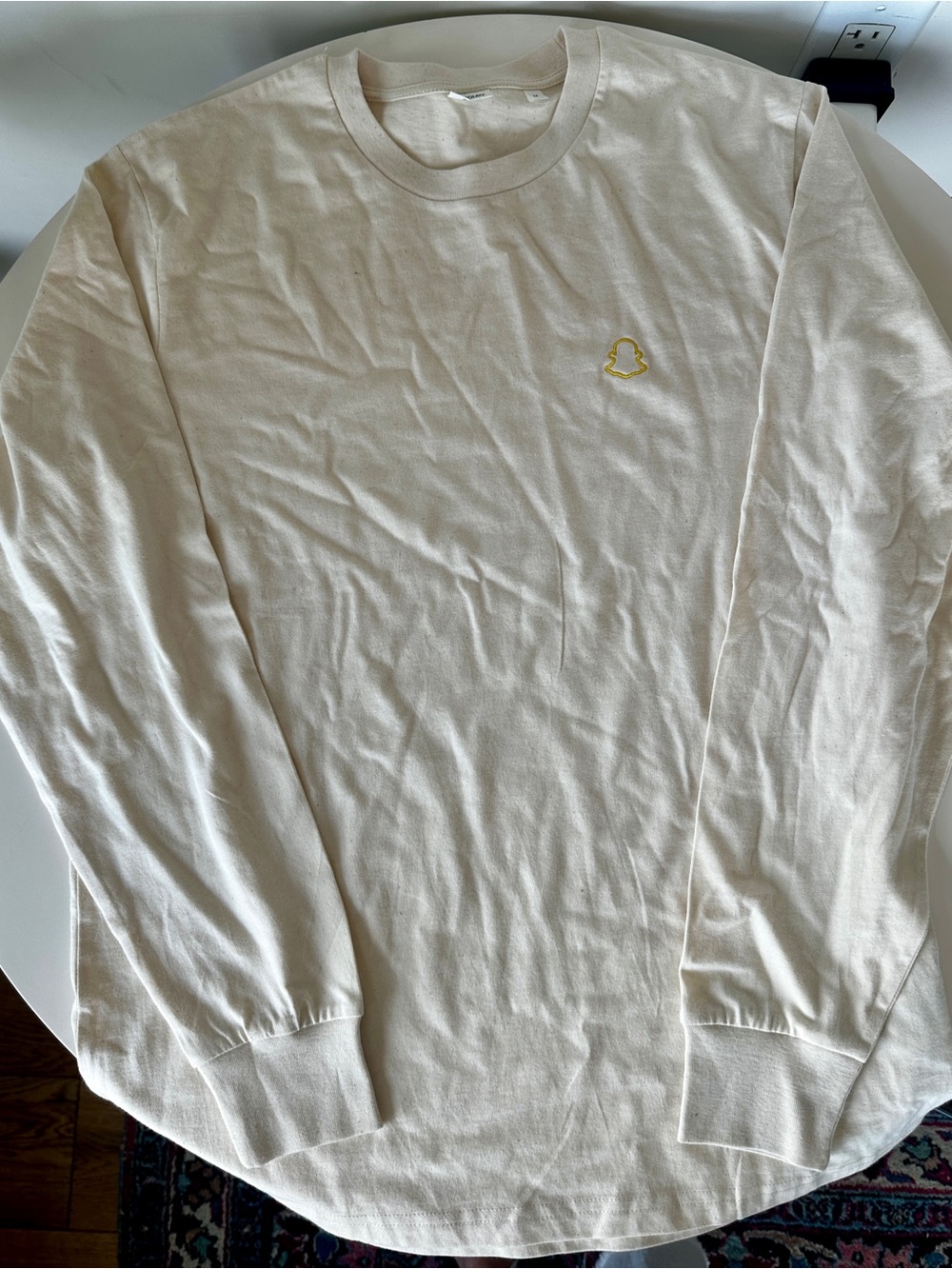 Men's Cream Long-Sleeve Tee with SNAPchat ghost logo